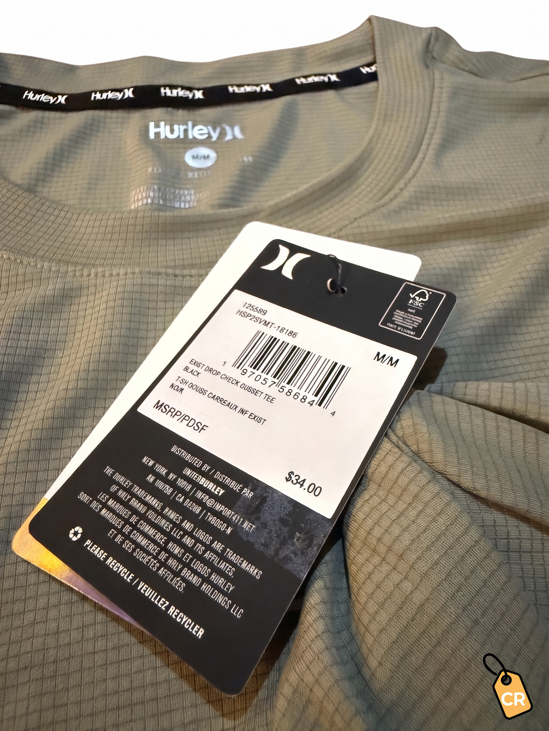 HURLEY - Exist Drop Check Gusset Tee
