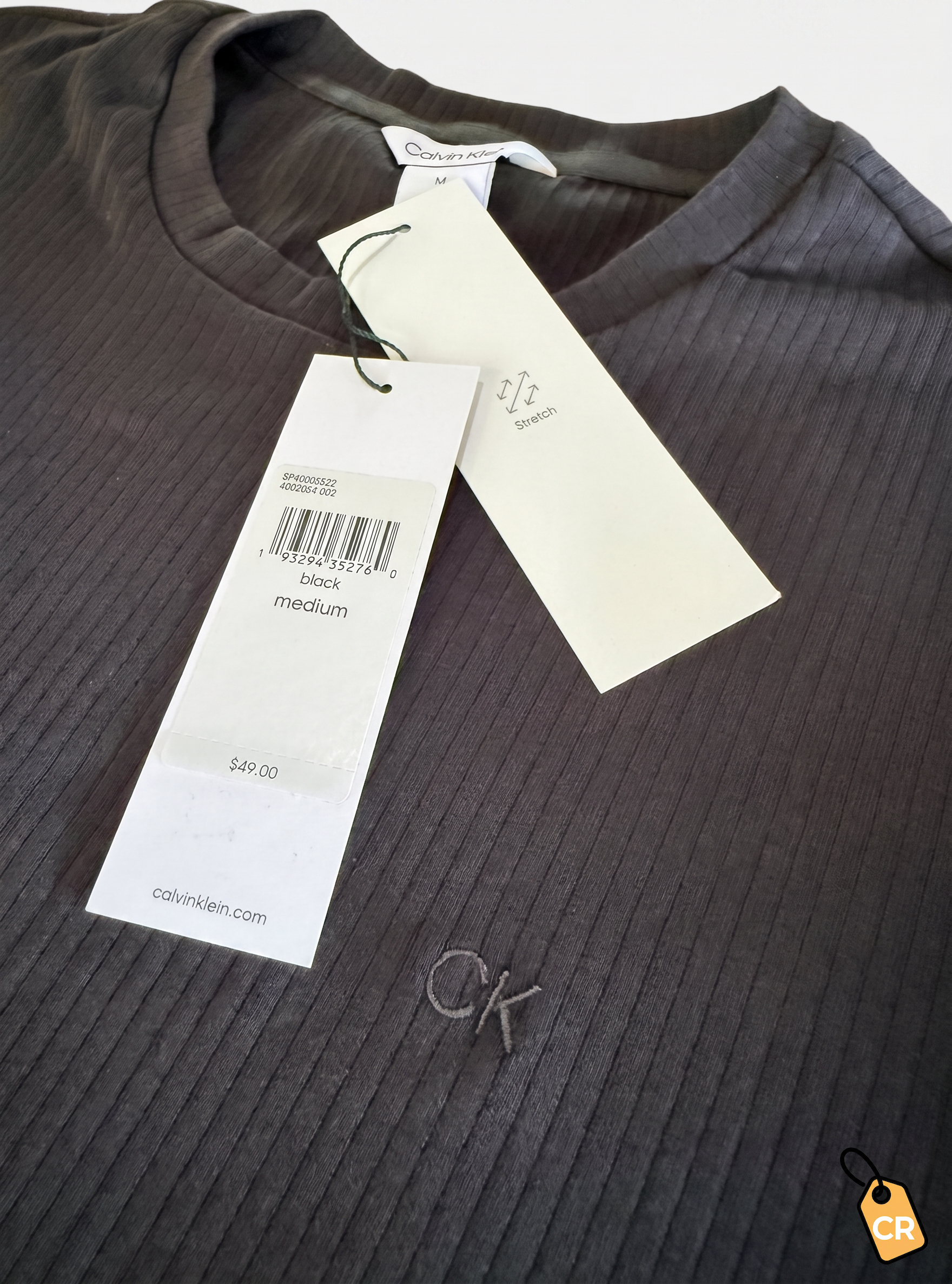 CALVIN KLEIN - Short Sleeve Stretch Ribbed Tee